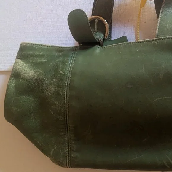 Coach Authentic Vintage Waverly Tote 4133 Green Purse Designer Distressed AS IS - Picture 6 of 15